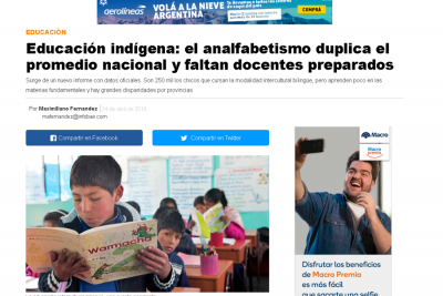 Educaci&oacute;n ind&iacute;gena: el analfabetismo duplica el promedio nacional y faltan docentes preparados