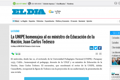 La UNIPE homenajea al ex ministro de Educaci&oacute;n de la Naci&oacute;n, Juan Carlos Tedesco