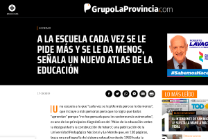A LA ESCUELA CADA VEZ SE LE PIDE M&Aacute;S Y SE LE DA MENOS, SE&Ntilde;ALA UN NUEVO ATLAS DE LA EDUCACI&Oacute;N