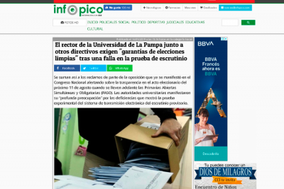 El rector de la Universidad de La Pampa junto a otros directivos exigen "garant&iacute;as de elecciones limpias" tras una falla en la prueba de escrutinio