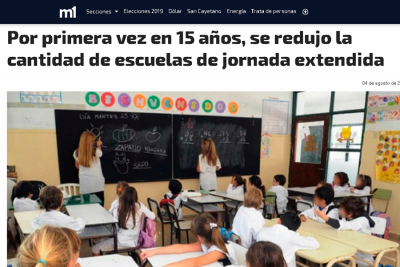 Por primera vez en 15 a&ntilde;os, se redujo la cantidad de escuelas de jornada extendida
