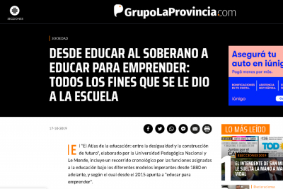 DESDE EDUCAR AL SOBERANO A EDUCAR PARA EMPRENDER: TODOS LOS FINES QUE SE LE DIO A LA ESCUELA