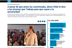 A pesar de que antes las cuestionaba, ahora Vidal le dice a los j&oacute;venes que "trabaja para que vayan a la universidad"