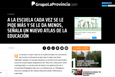A LA ESCUELA CADA VEZ SE LE PIDE M&Aacute;S Y SE LE DA MENOS, SE&Ntilde;ALA UN NUEVO ATLAS DE LA EDUCACI&Oacute;N