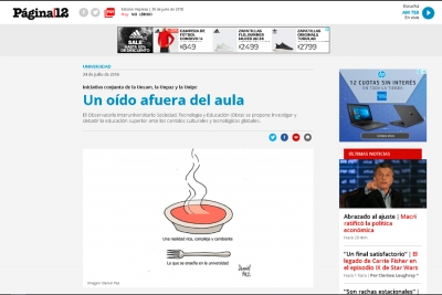 Un o&iacute;do afuera del aula