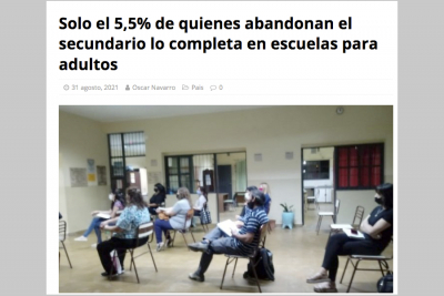 Solo el 5,5% de quienes abandonan el secundario lo completa en escuelas para adultos