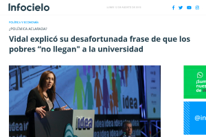 Vidal explic&oacute; su desafortunada frase de que los pobres &ldquo;no llegan" a la universidad