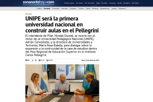UNIPE ser&aacute; la primera universidad nacional en construir aulas en el Pellegrini